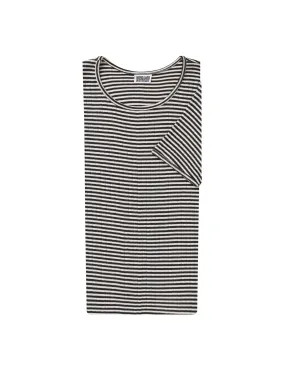 101 Short Sleeve Fine Stripe, Black/Ecru