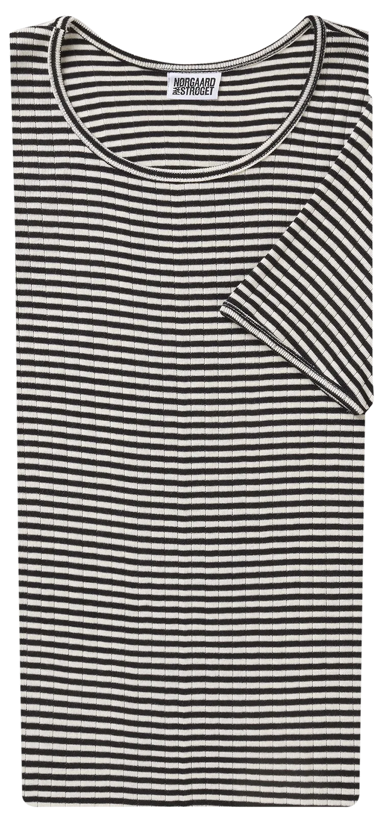 101 Short Sleeve Fine Stripe, Black/Ecru