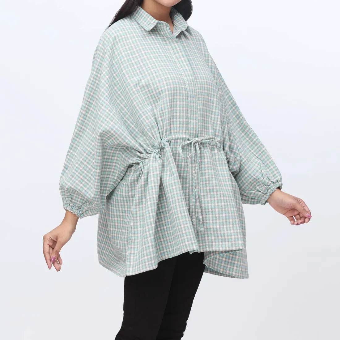 1PC- Flannel Checkered Top PW3255