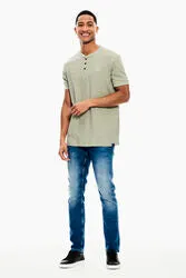 3-BUTTON HENLEY FRESH OLIVE MOD-FIT T-SHIRT