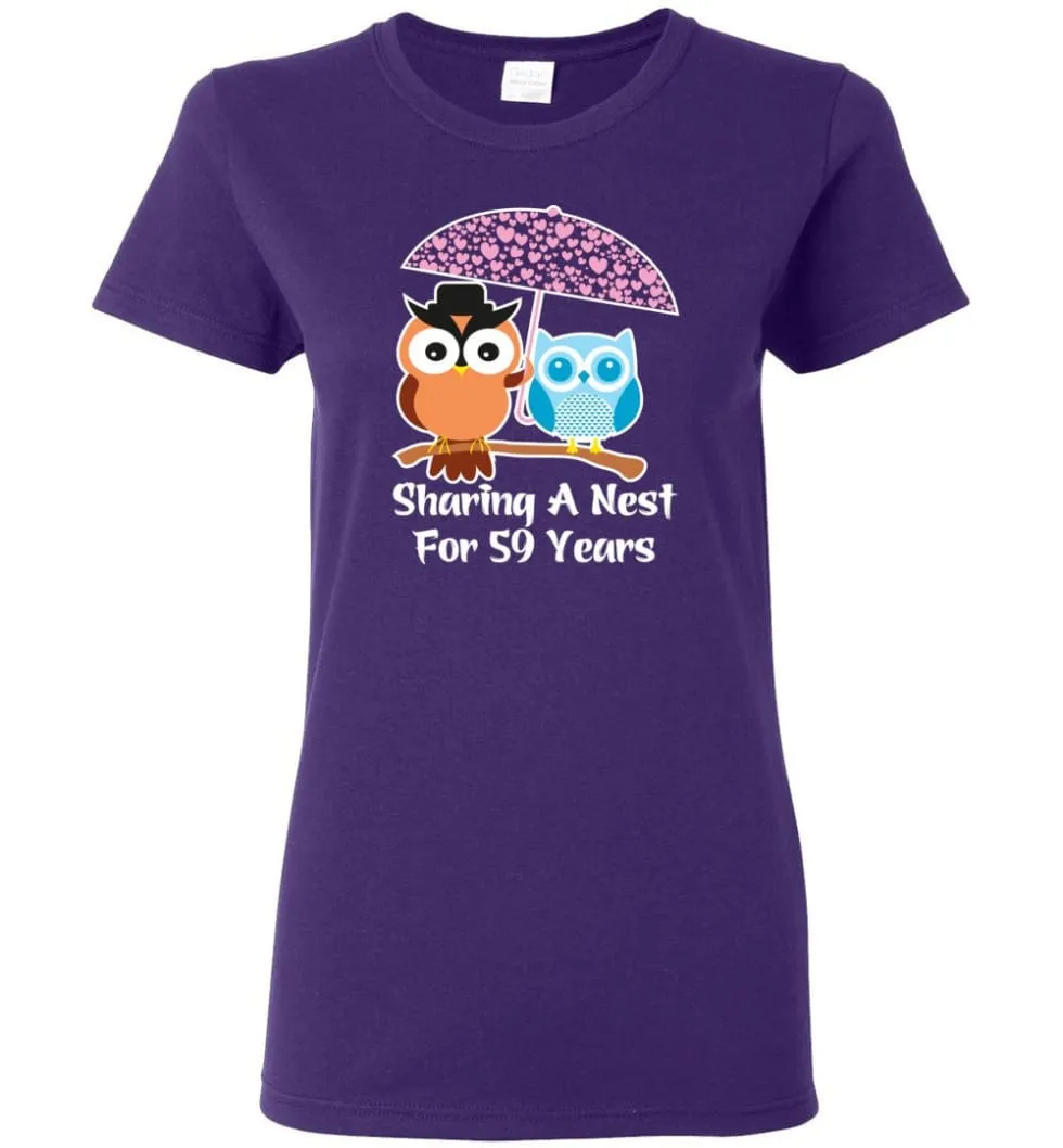 59 Years Wedding Anniversary Gifts Valentine's Day Women Tee