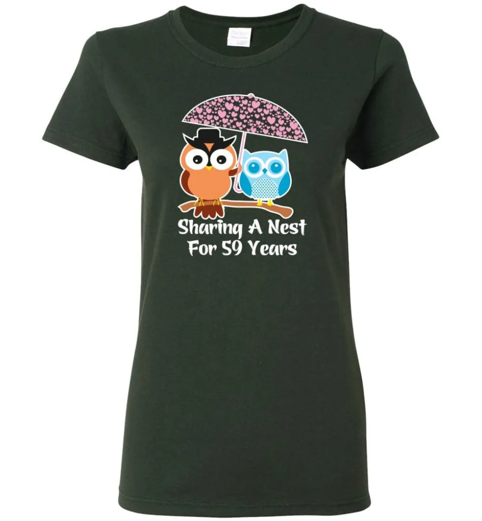 59 Years Wedding Anniversary Gifts Valentine's Day Women Tee