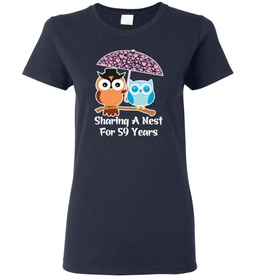 59 Years Wedding Anniversary Gifts Valentine's Day Women Tee