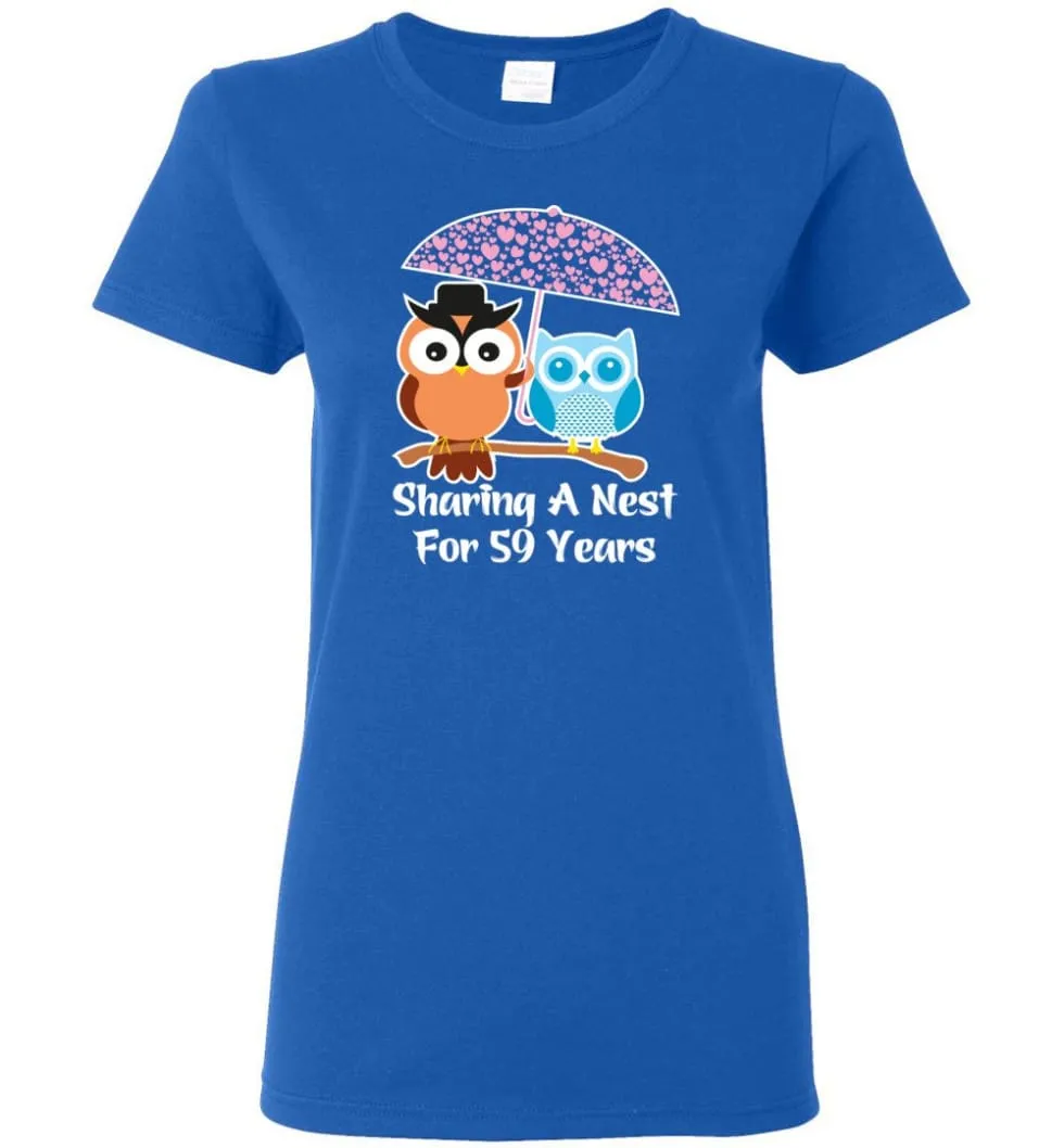 59 Years Wedding Anniversary Gifts Valentine's Day Women Tee