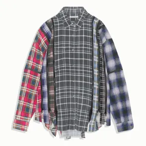 7 Cuts Zipped Wide Flannel Shirt - Assorted