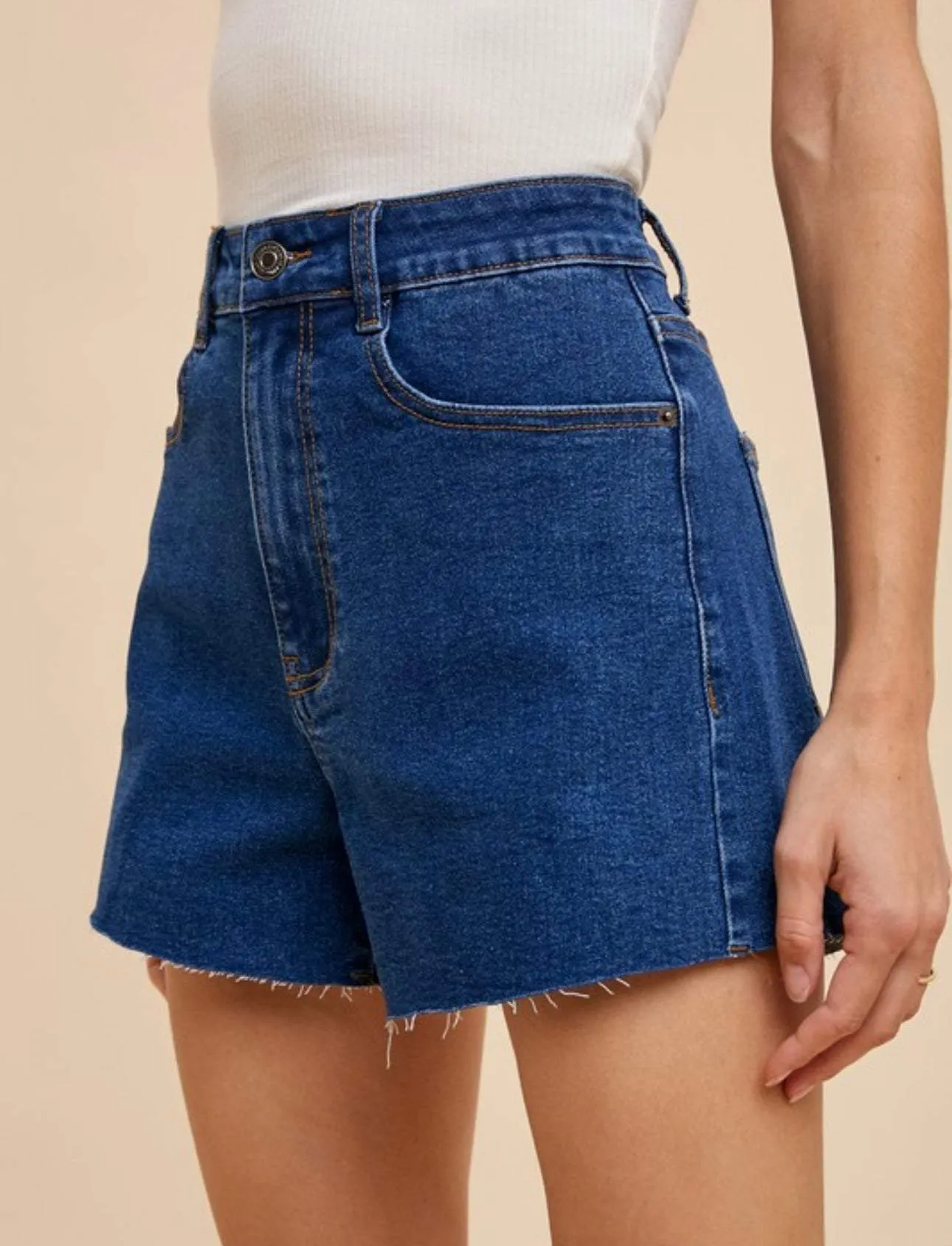 Annie High Rise Stretch Denim Shorts