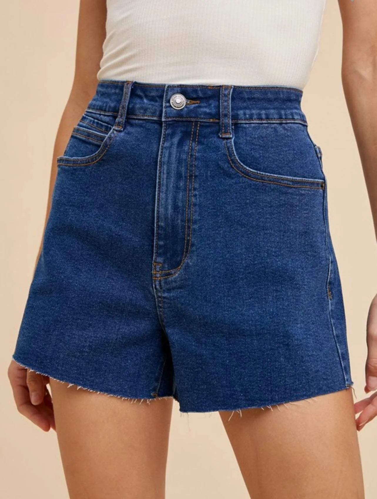 Annie High Rise Stretch Denim Shorts