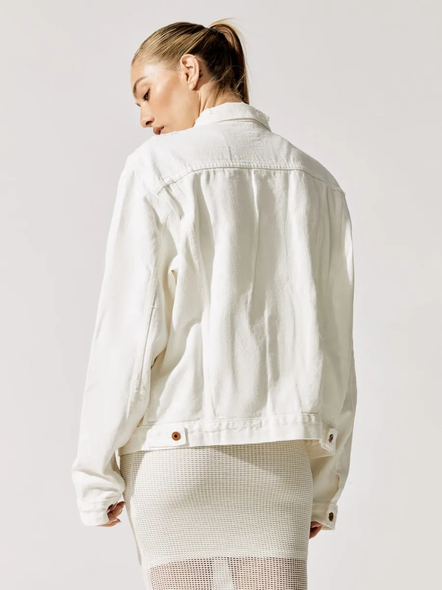 Ashton Boyfriend Jacket - Aged White