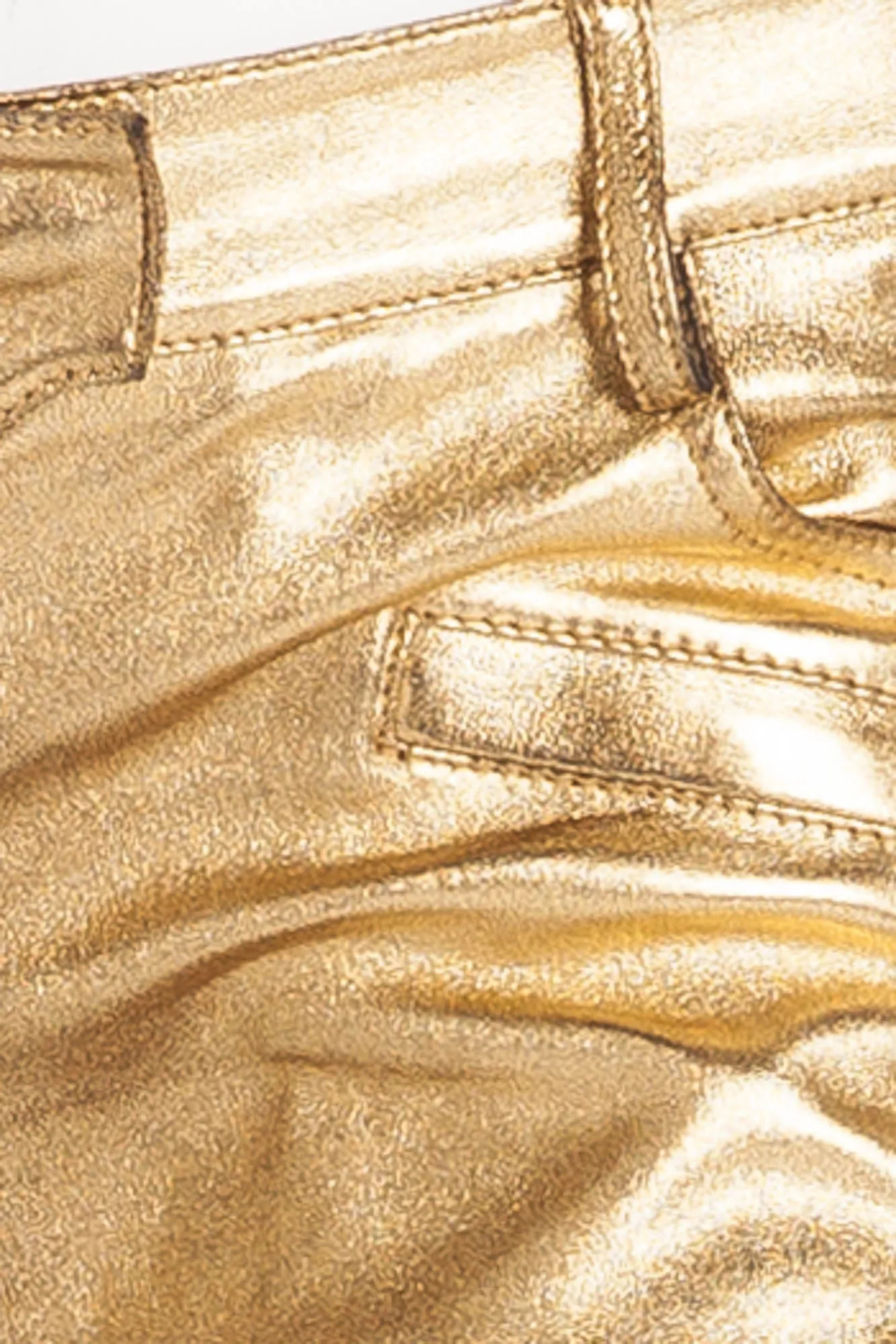 Balmain - New with Tags Gold Leather Skinny Jeans - FR 38