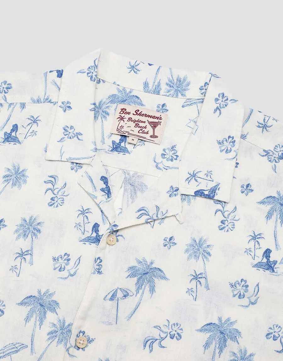 Ben Sherman Resort Print Ivory Short Sleeve Shirt