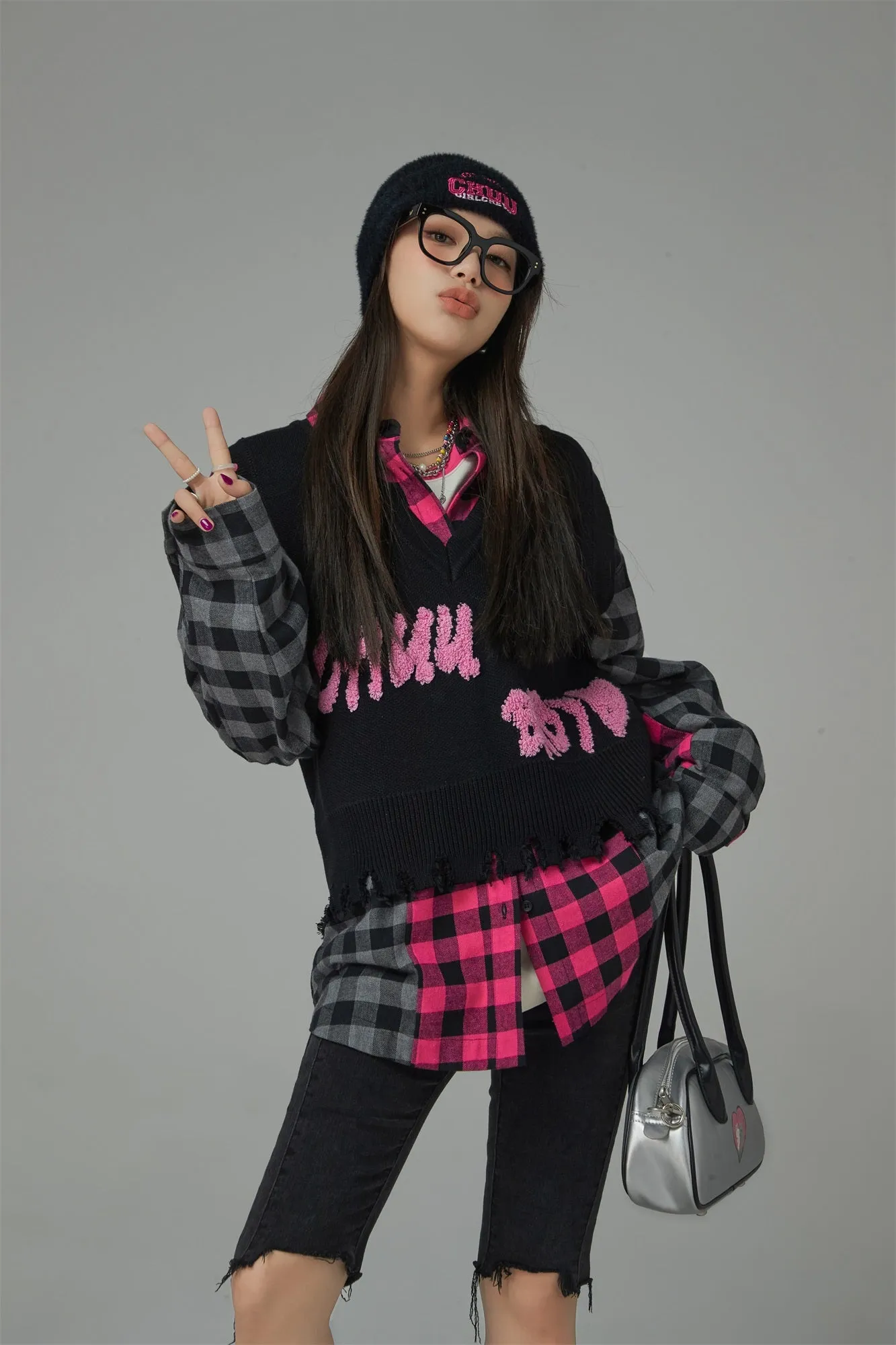 Bi-Color Oversized Check Shirt