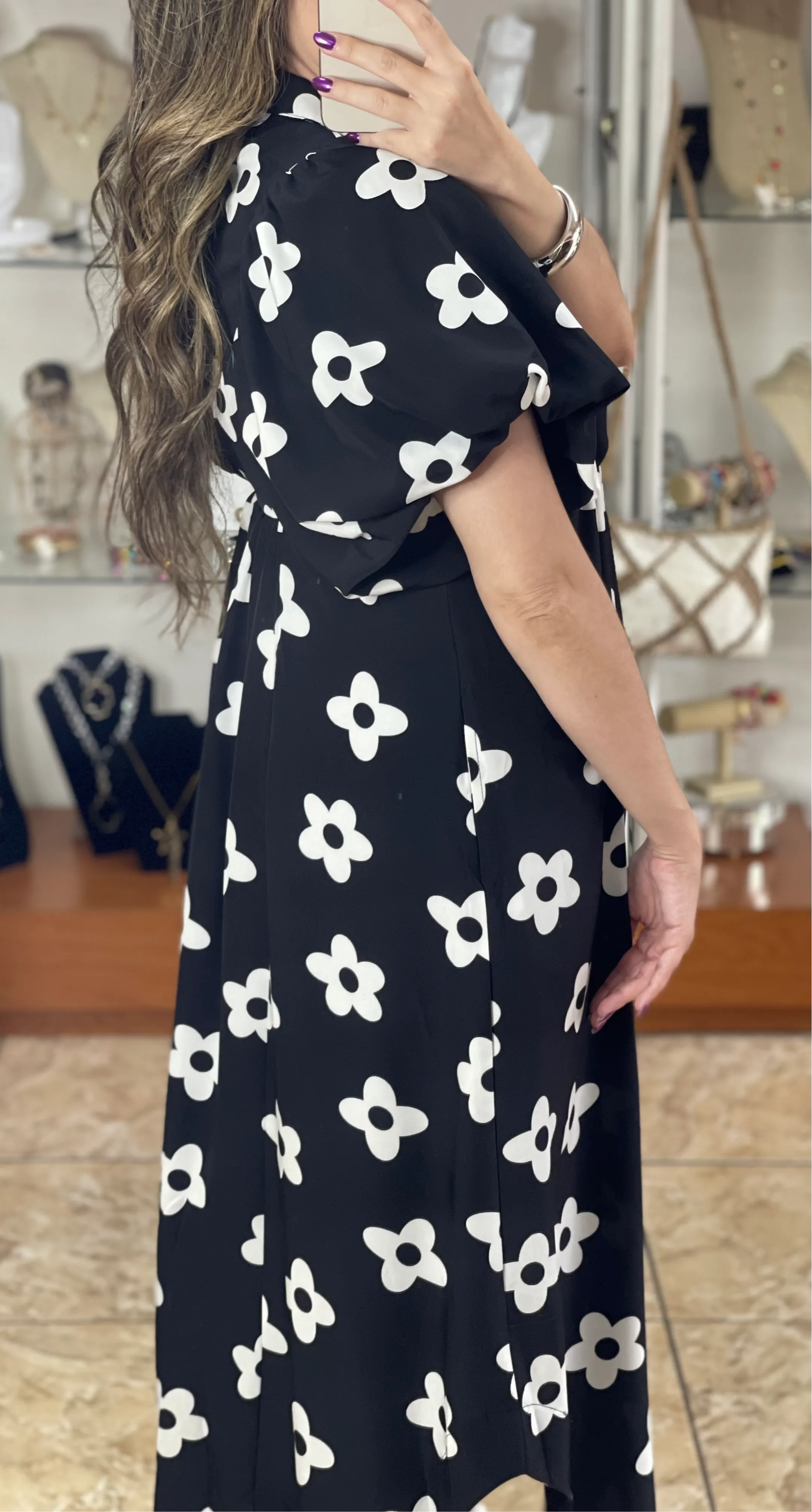 Black and White Floral Maxi Dress