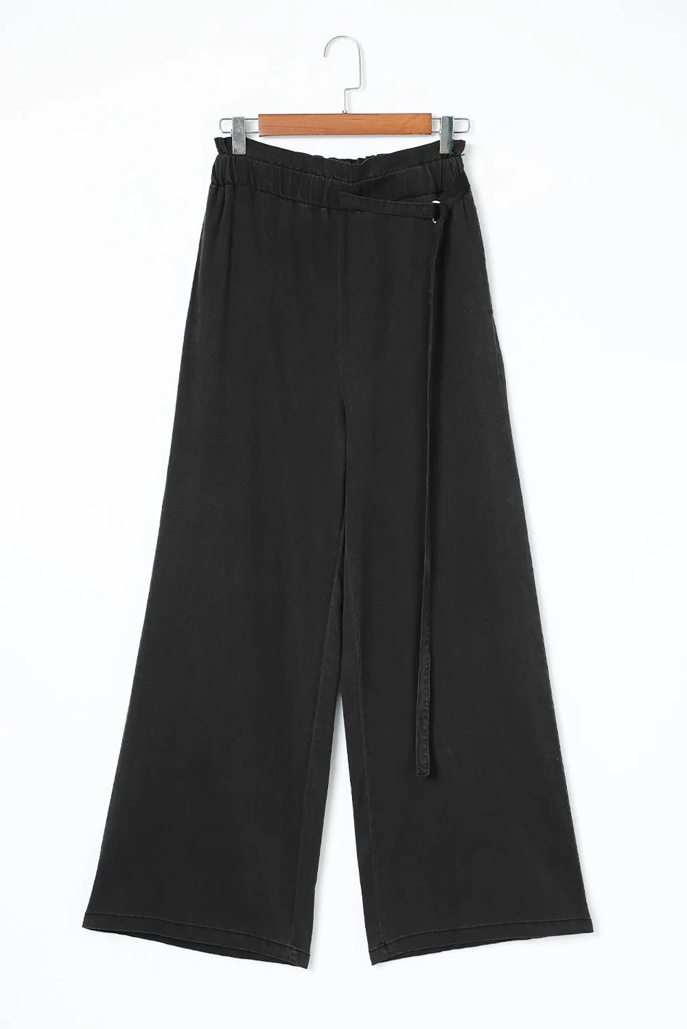 Black High Waist Pocketed Wide Leg Pants