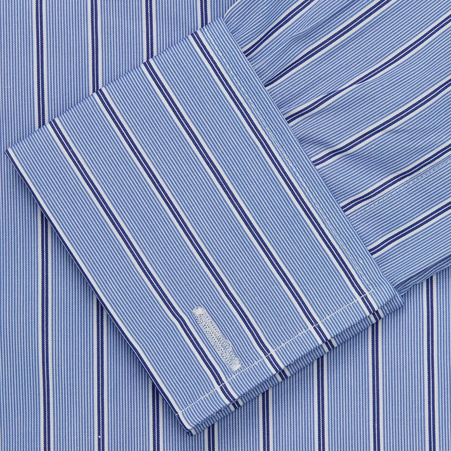 Blue Stripe Regular Fit Shirt With T&A Collar and Square Double Cuffs