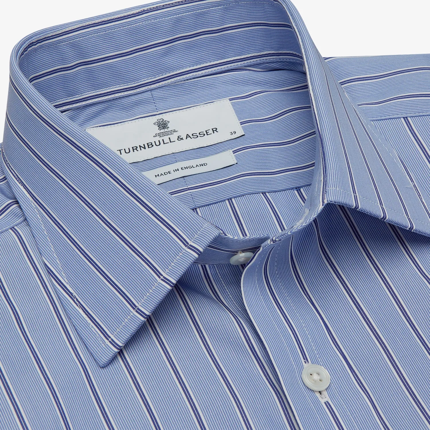 Blue Stripe Regular Fit Shirt With T&A Collar and Square Double Cuffs