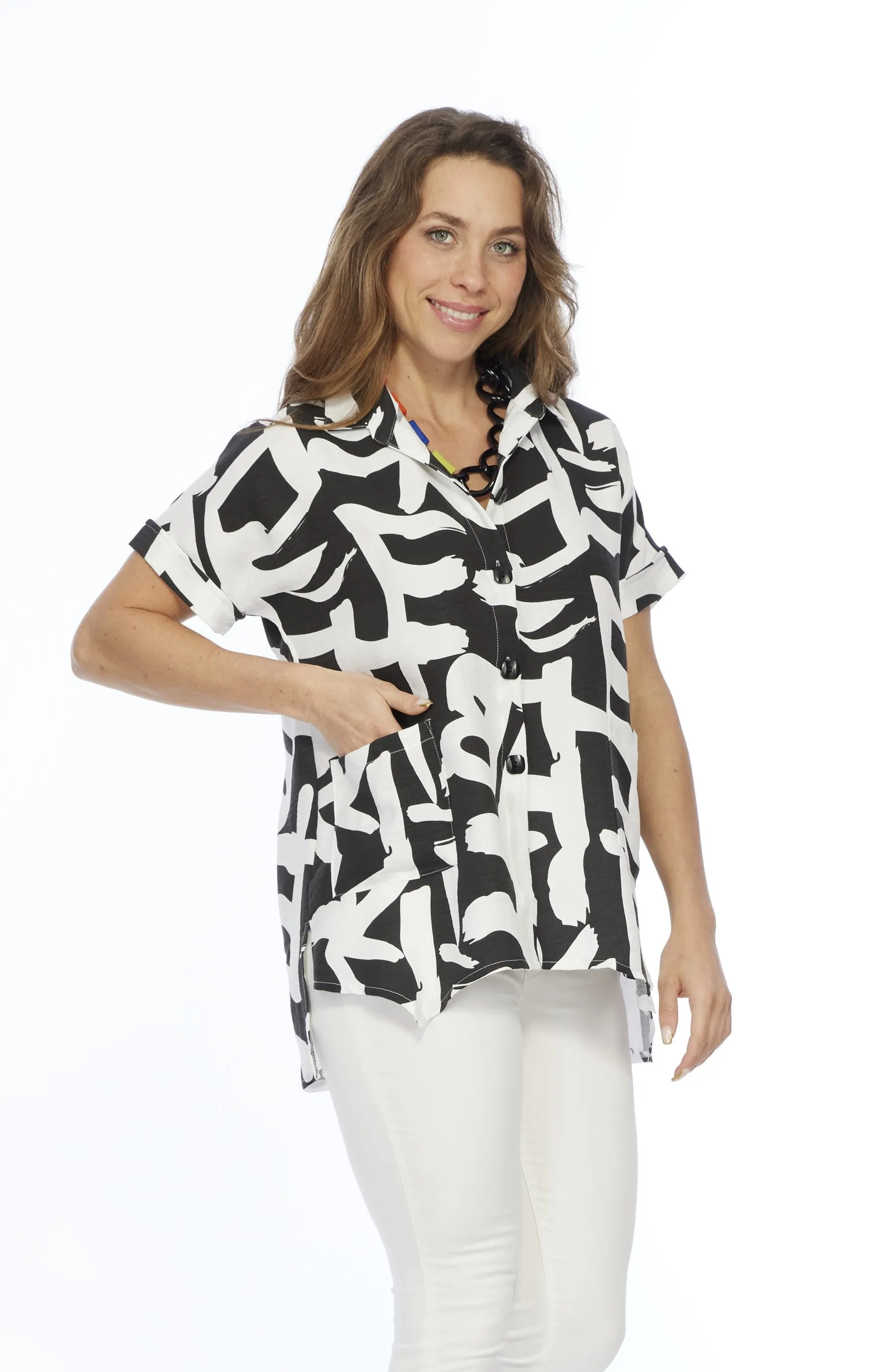 Boyfriend Tunic With Collar & Side Pockets HARLOW | LIOR