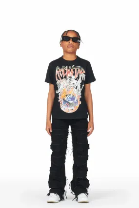 Boys Garron Black T-Shirt/Stacked Flare Jean