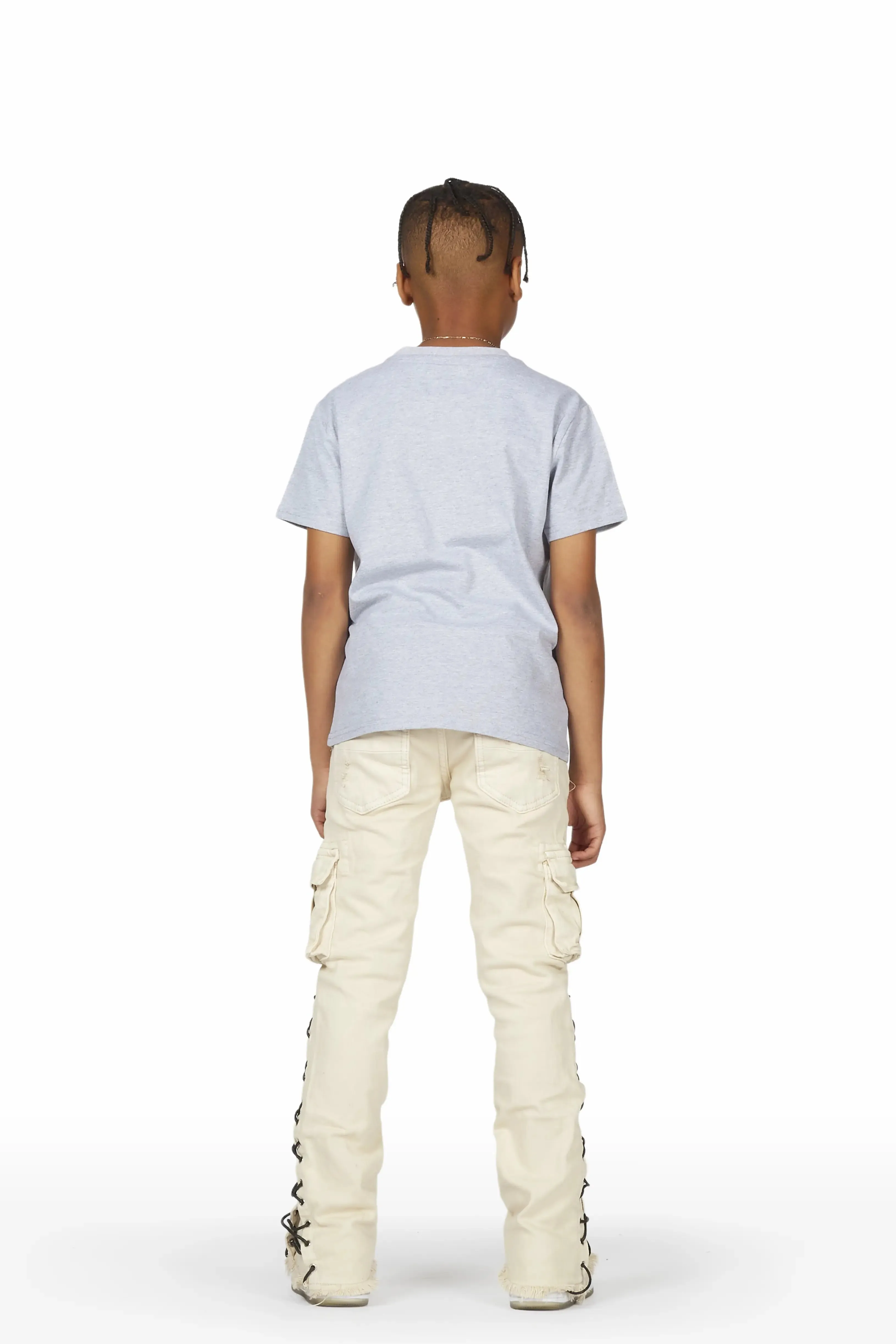 Boys Quinto Grey T-Shirt/Stacked Flare Cargo Jean