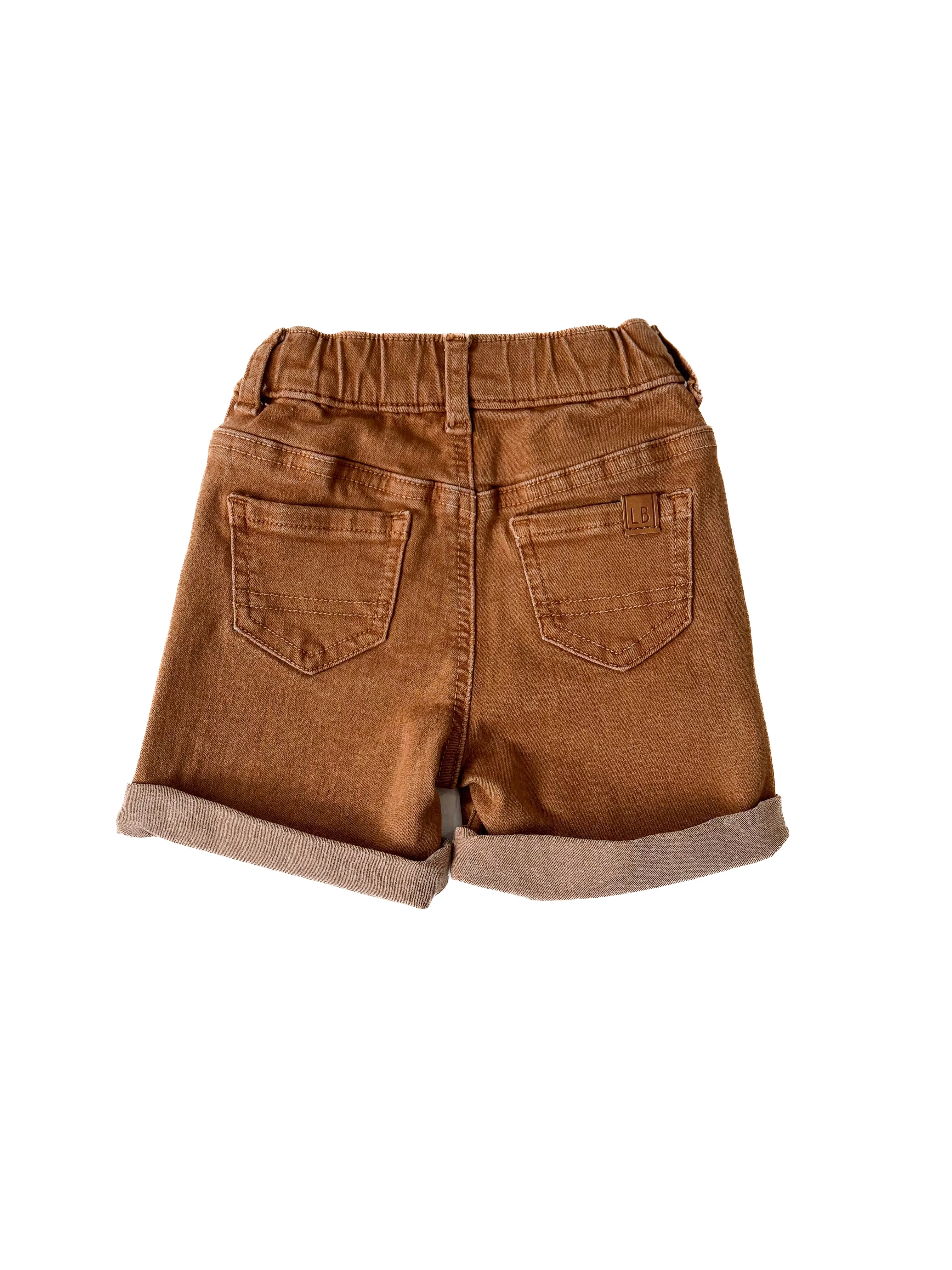 Boy's Rolled Denim Short - Dark Camel