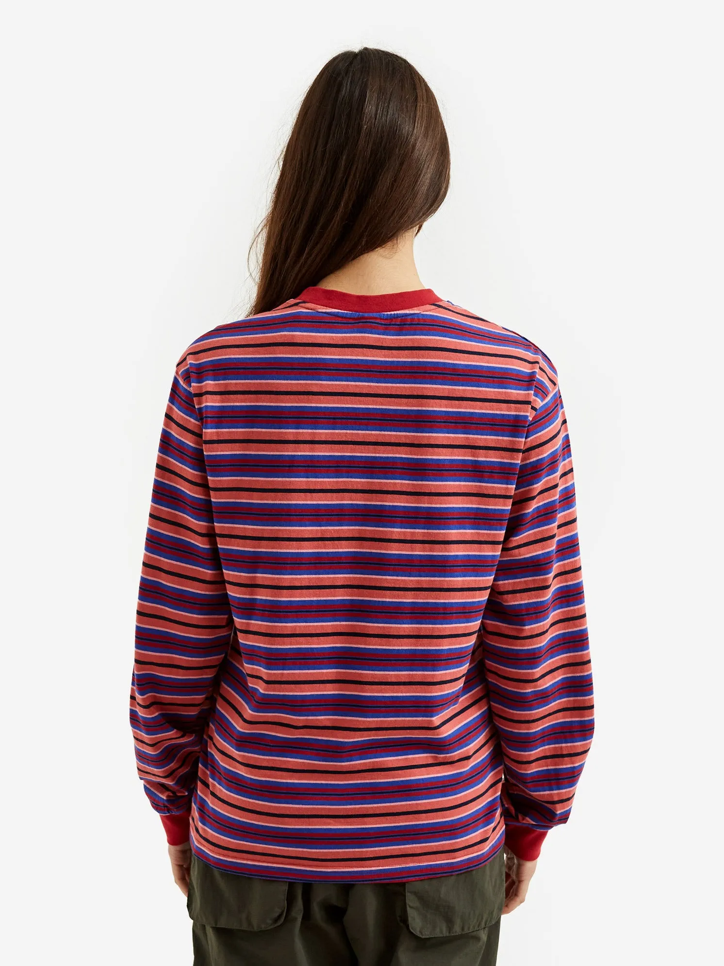 Brain Dead 92 Striped Longsleeve Tee W - Cherry Multi