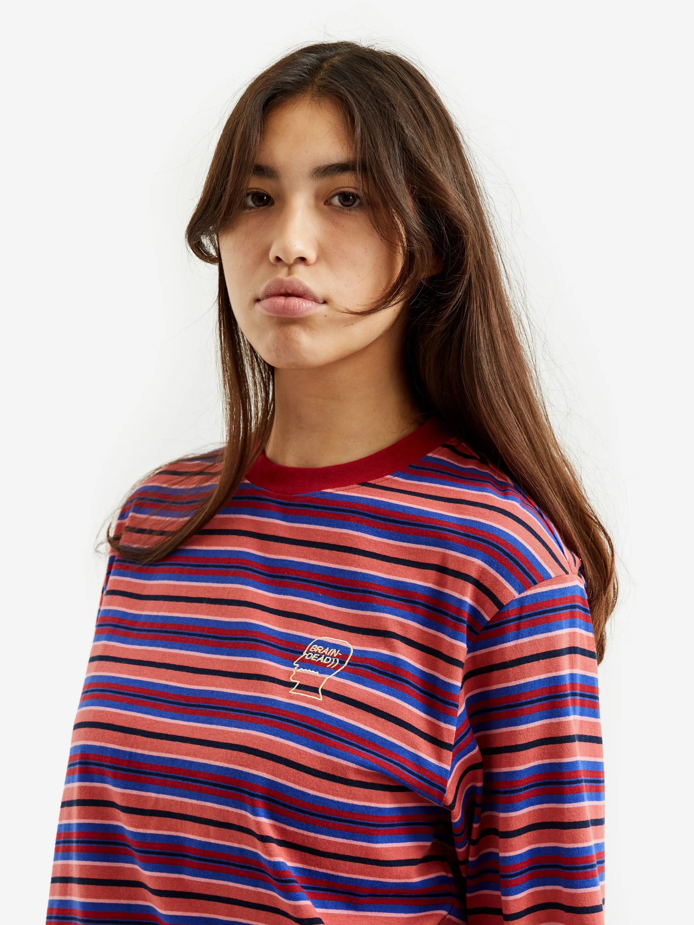 Brain Dead 92 Striped Longsleeve Tee W - Cherry Multi