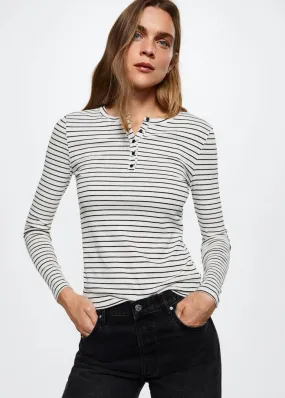 Buttoned striped T-shirt