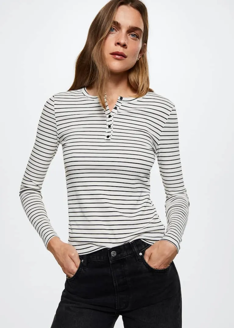 Buttoned striped T-shirt