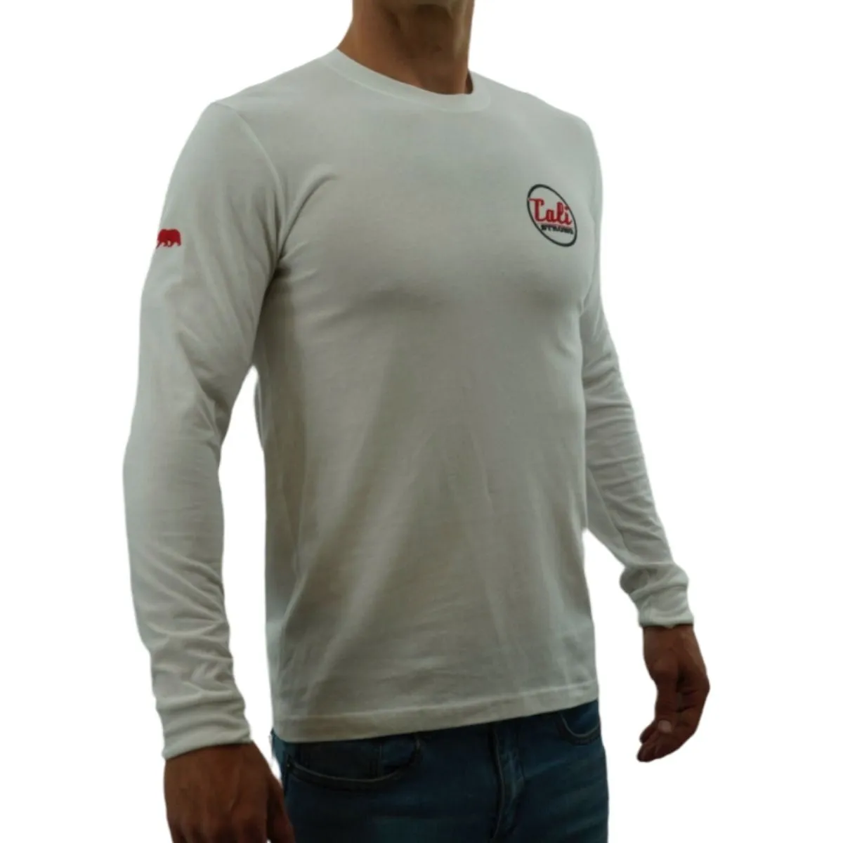 CALI Strong Classic Long Sleeve T-Shirt Premium Cotton Suede White