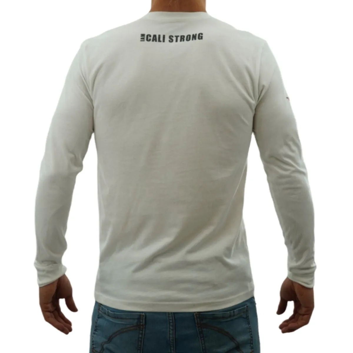 CALI Strong Classic Long Sleeve T-Shirt Premium Cotton Suede White