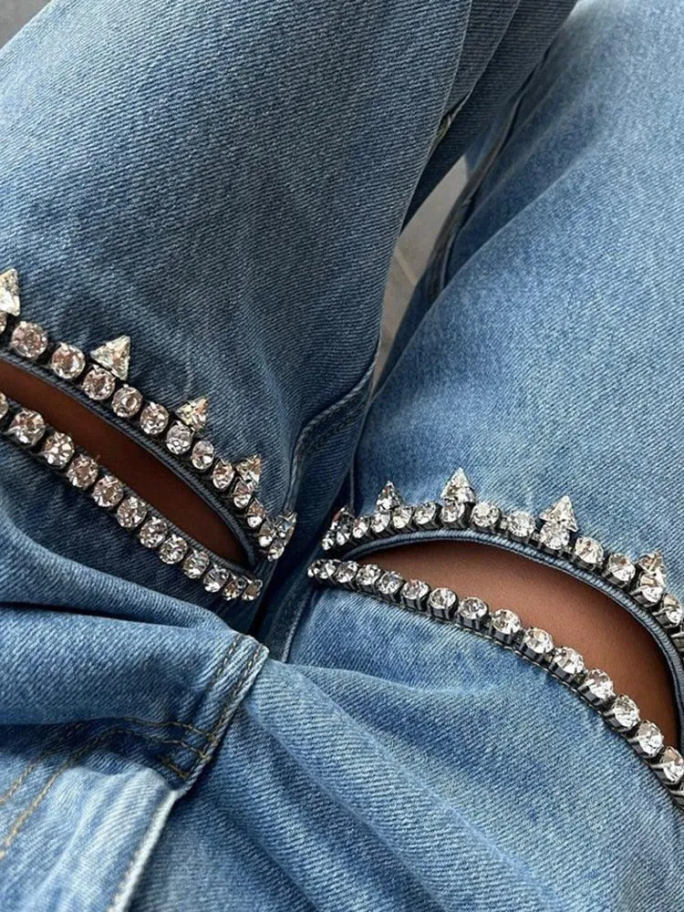 Crystal Slit Flare Jeans