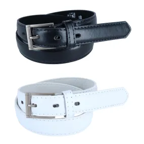 CTM® Kid's Leather 1 inch Dress Belt with Square Buckle (Pack of 2)