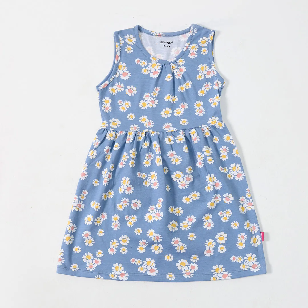 Girls Blue Floral Dress