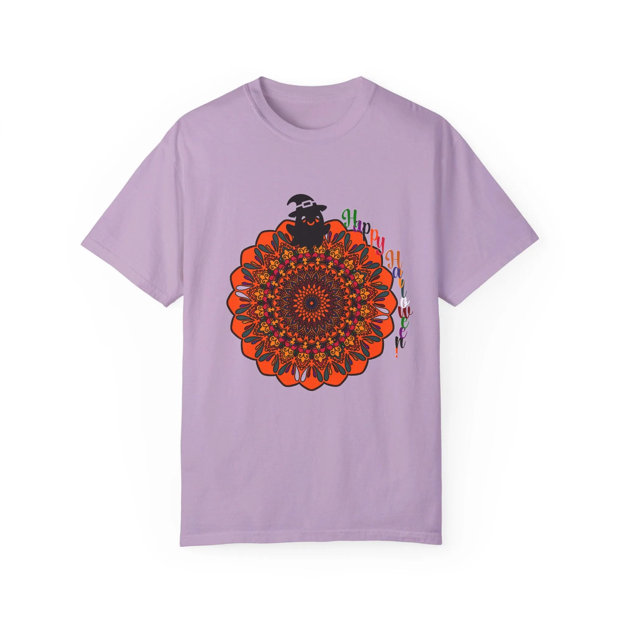 Handmade Mandala Design Halloween T-shirt - Unisex Garment-Dyed Tee