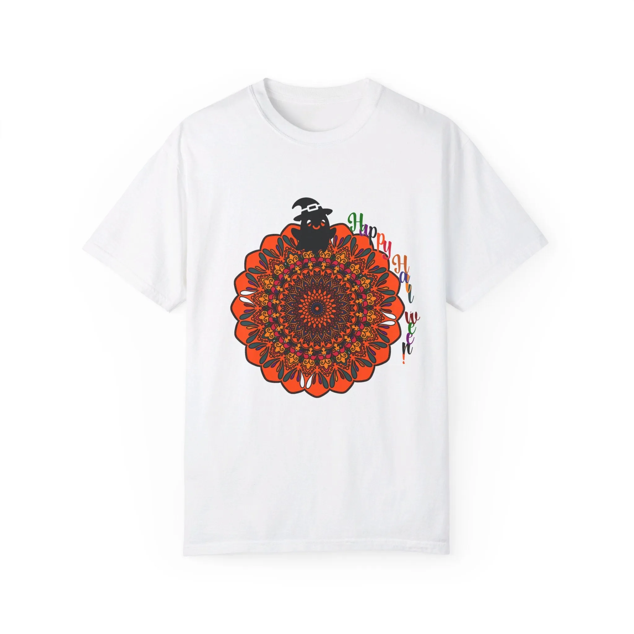 Handmade Mandala Design Halloween T-shirt - Unisex Garment-Dyed Tee