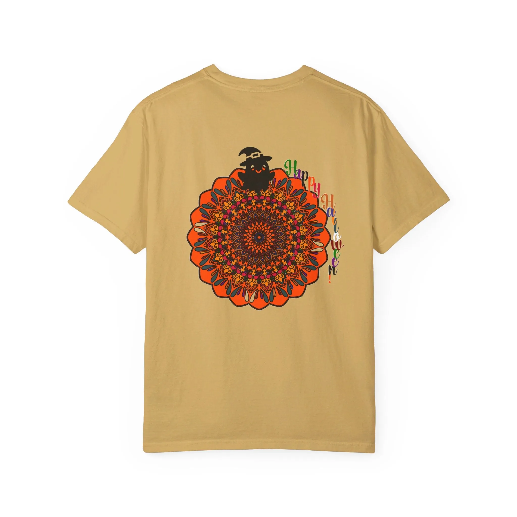 Handmade Mandala Design Halloween T-shirt - Unisex Garment-Dyed Tee