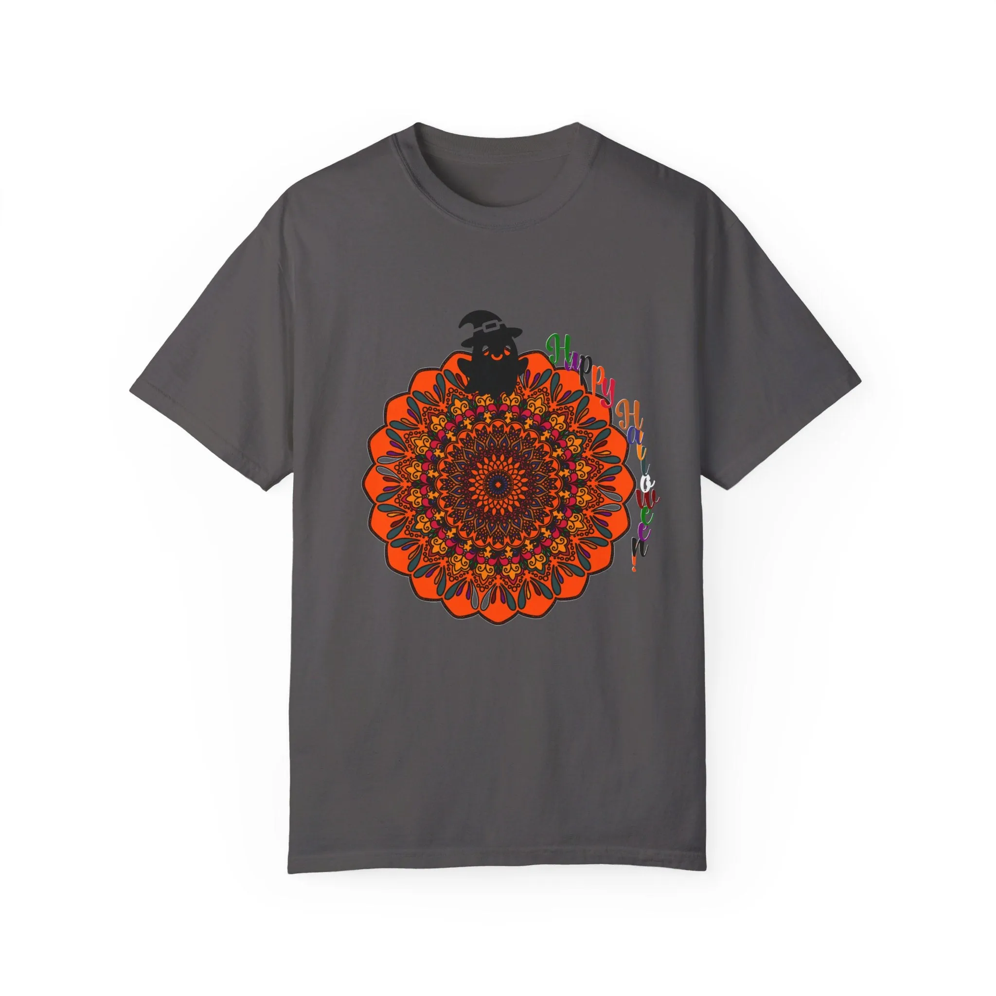 Handmade Mandala Design Halloween T-shirt - Unisex Garment-Dyed Tee