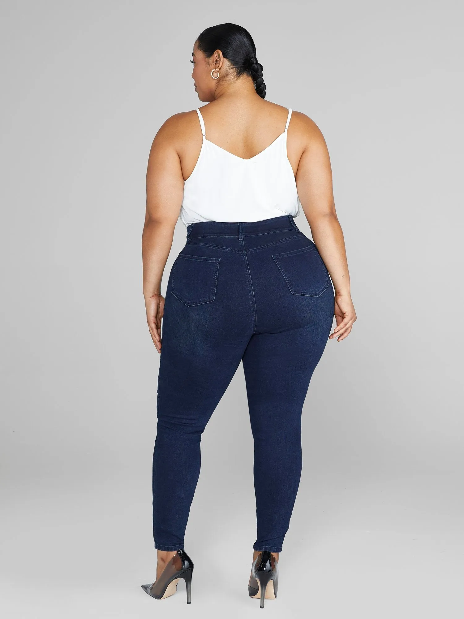 High Rise Curvy Fit Skinny Jeans in Dark Indigo - Tall Inseam