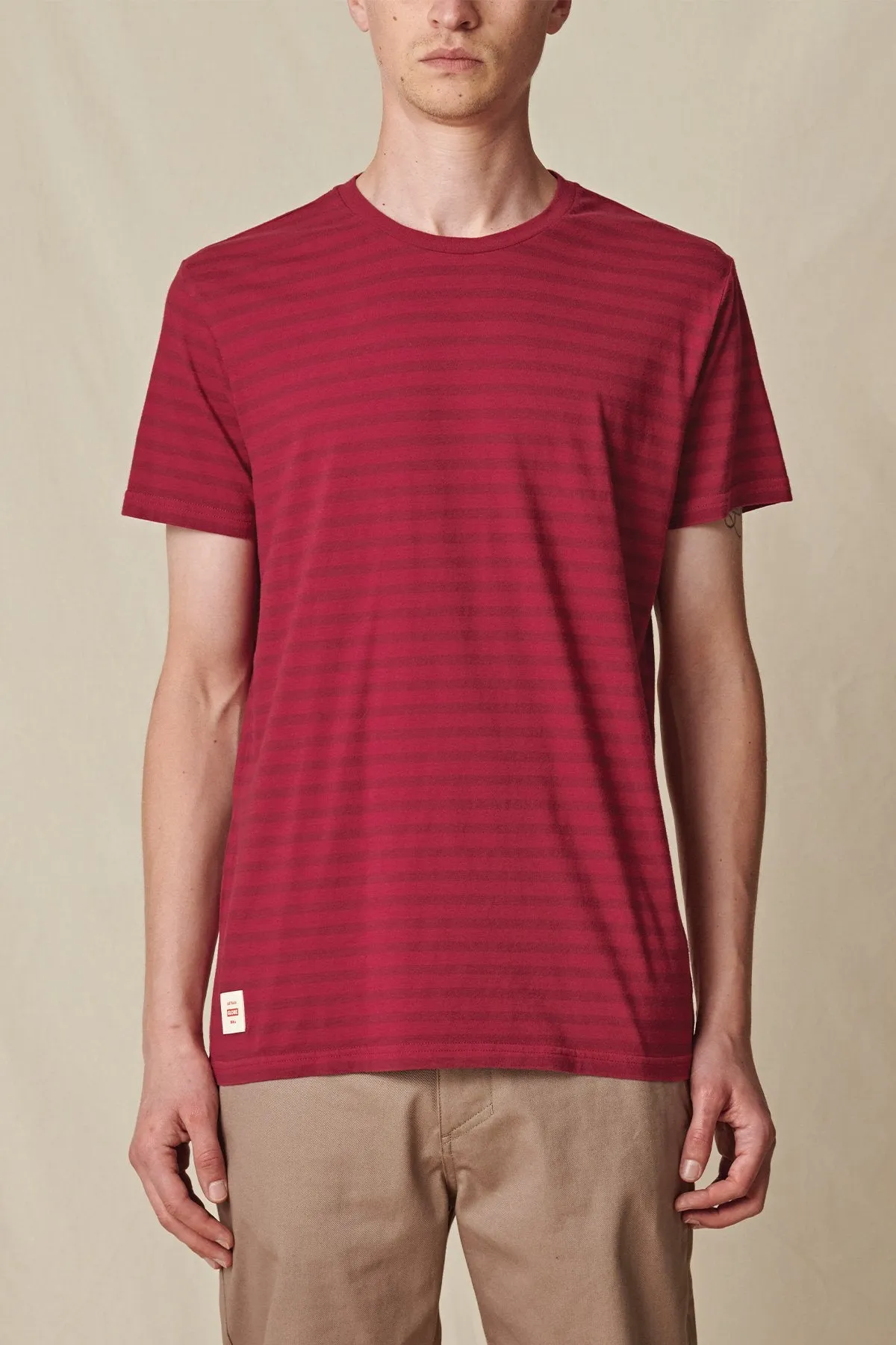 Horizon Striped Tee - Rhubarb