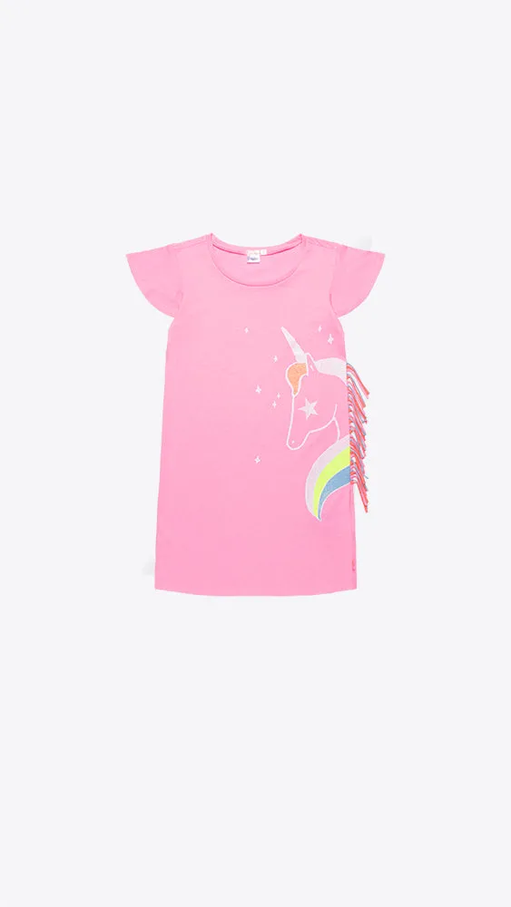 Jersey Dress with Unicorn Graphic