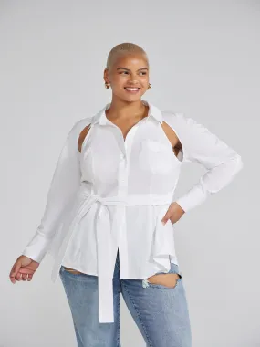 Kalinda Cutout Button-Down Shirt