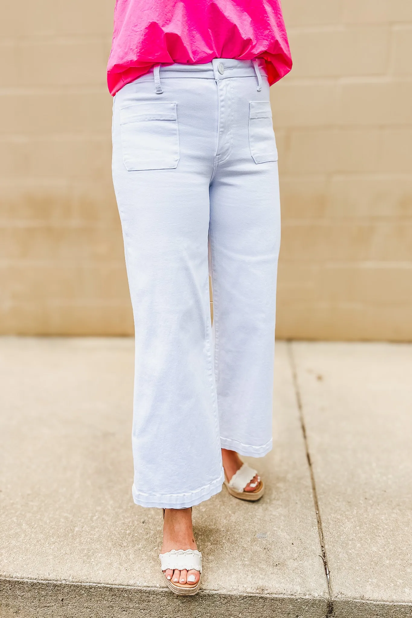 KUT: Meg Front Pocket High Rise Wide Leg - White