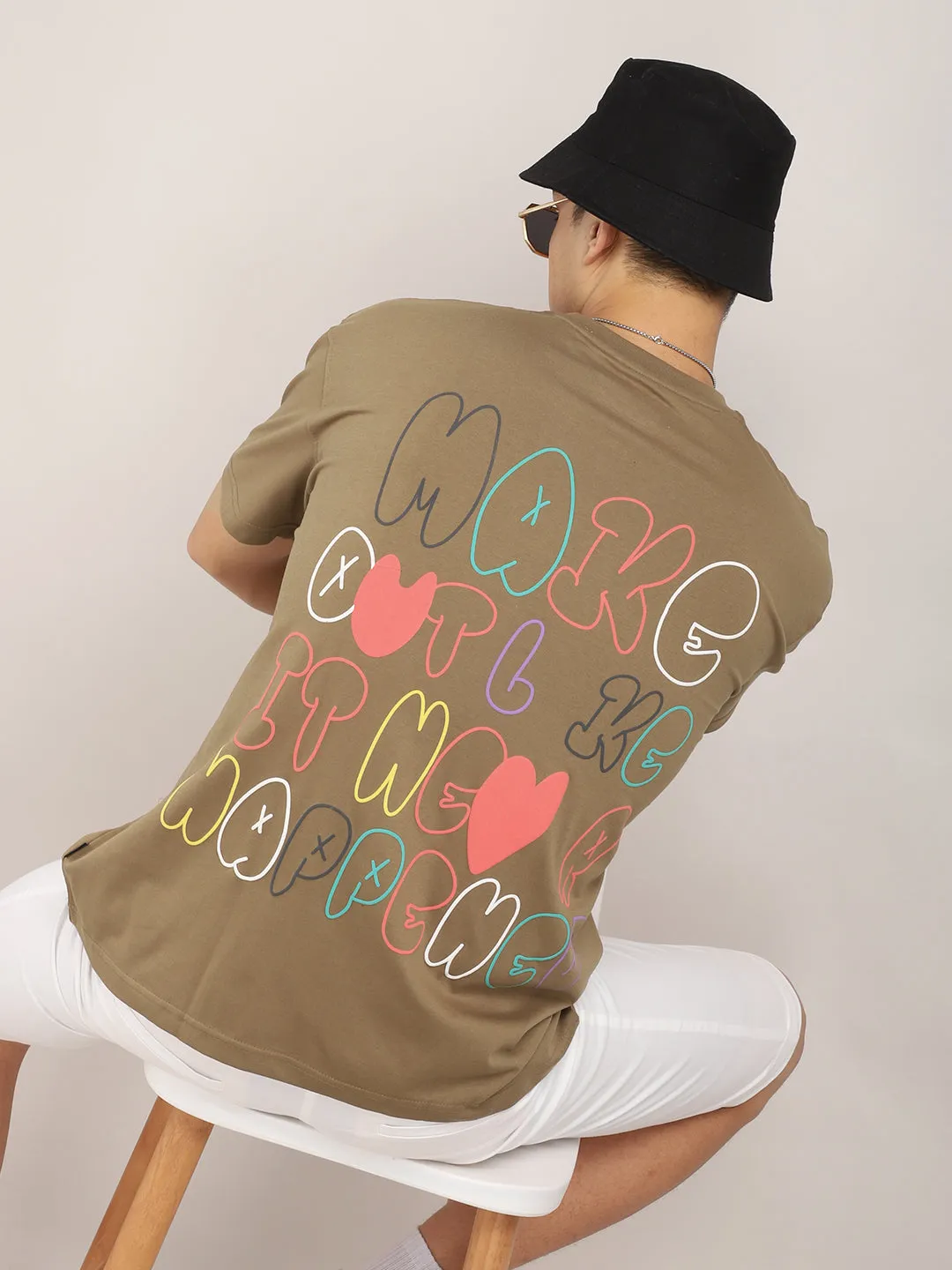 Make Out Like It Never Happened Oversized Khaki T-Shirt