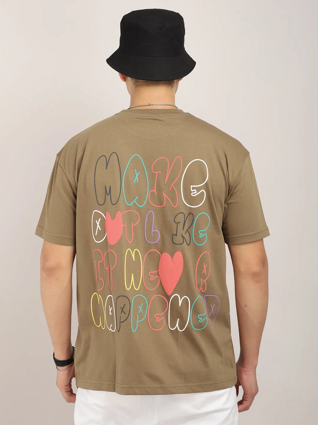 Make Out Like It Never Happened Oversized Khaki T-Shirt