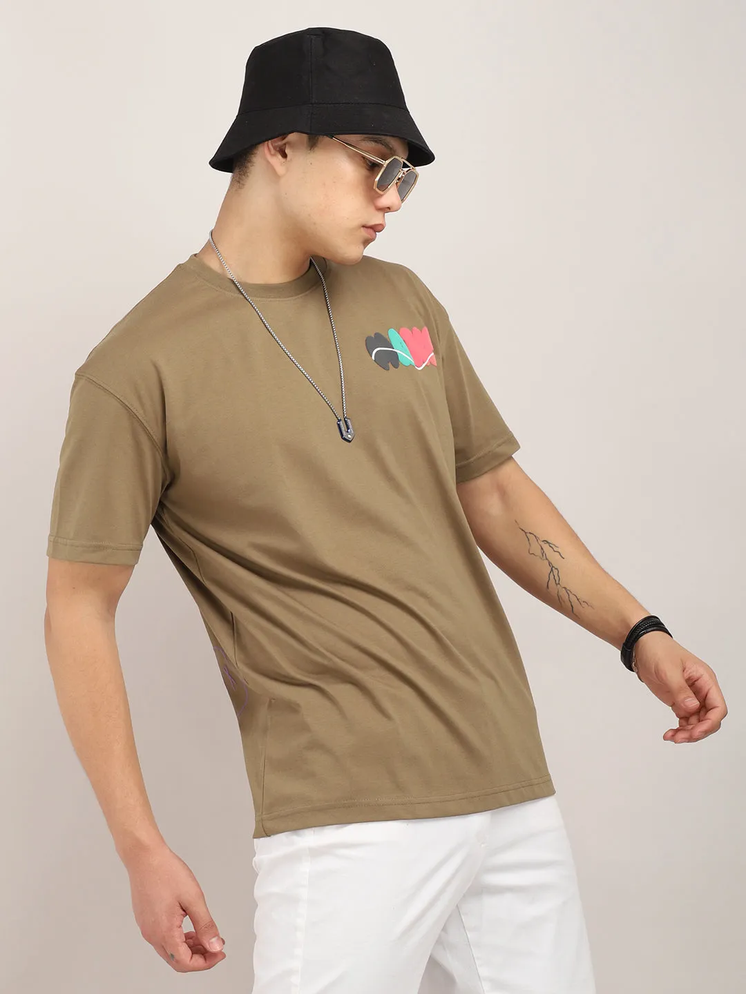 Make Out Like It Never Happened Oversized Khaki T-Shirt