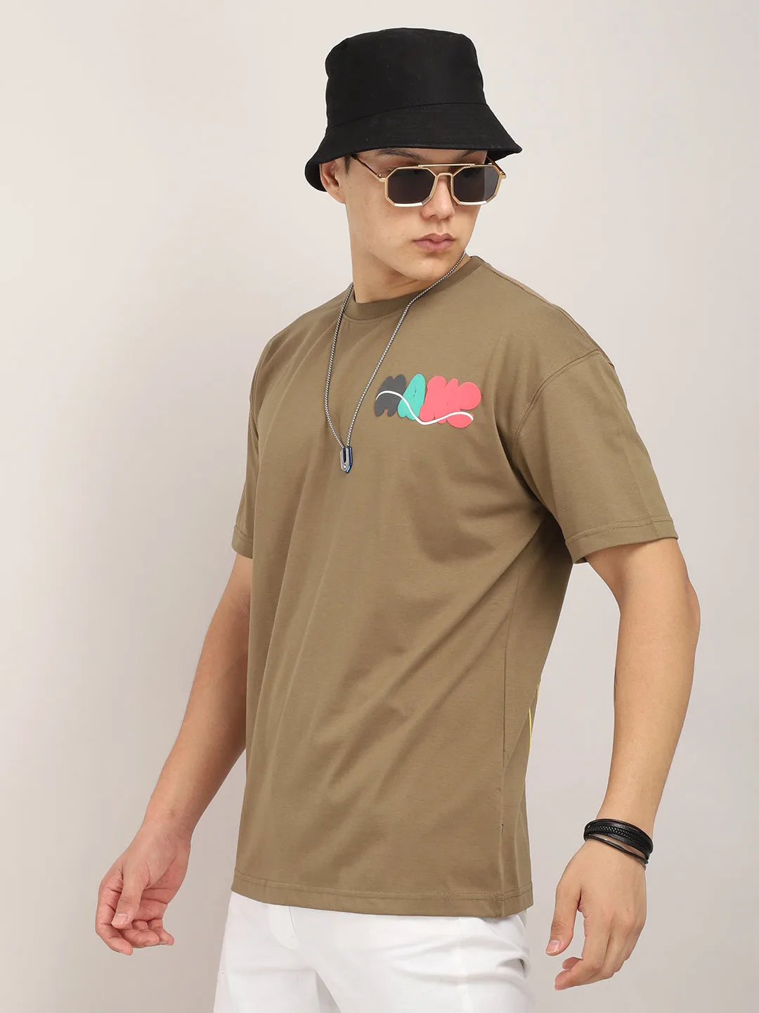 Make Out Like It Never Happened Oversized Khaki T-Shirt