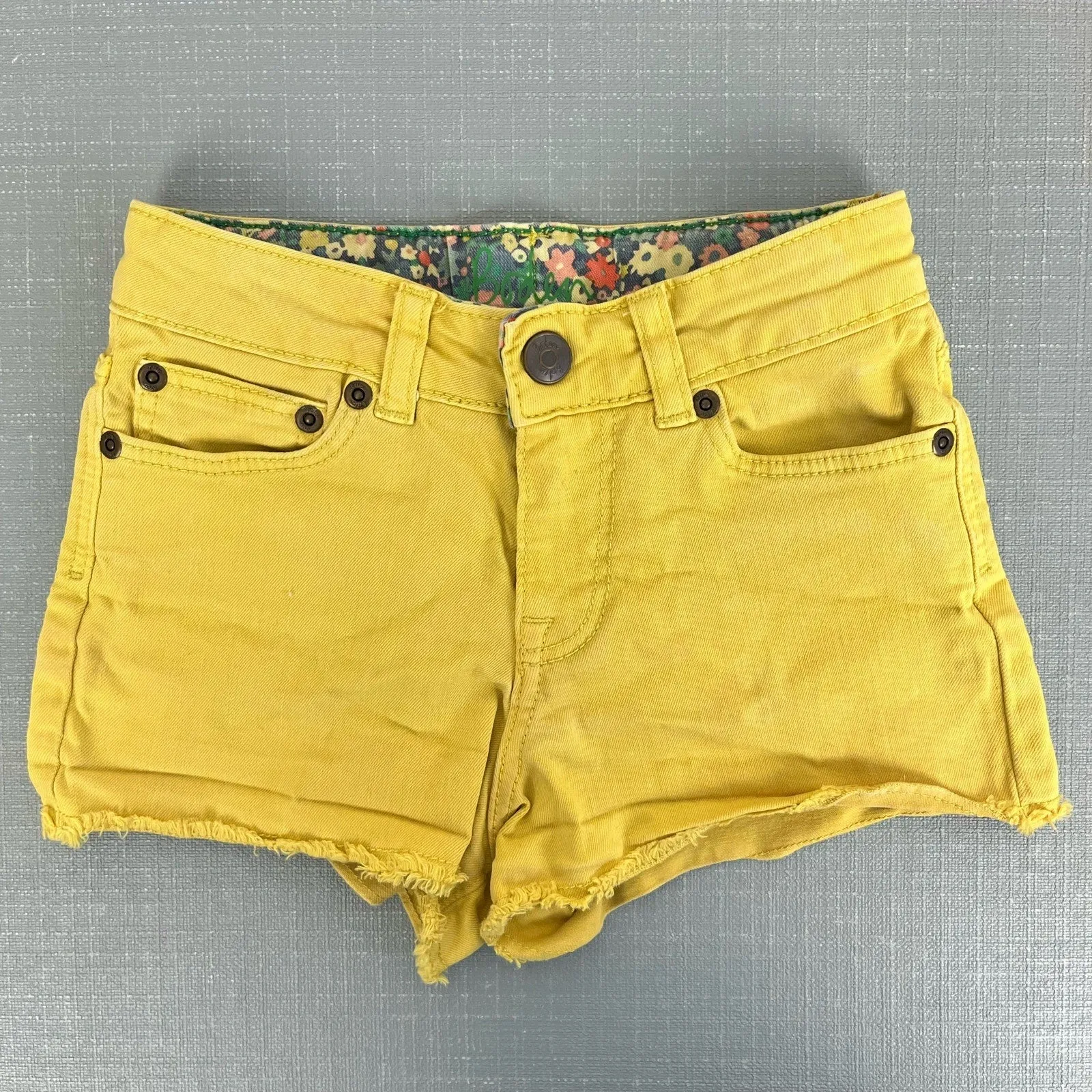 Mini Boden Girls Yellow Denim Shorts 8