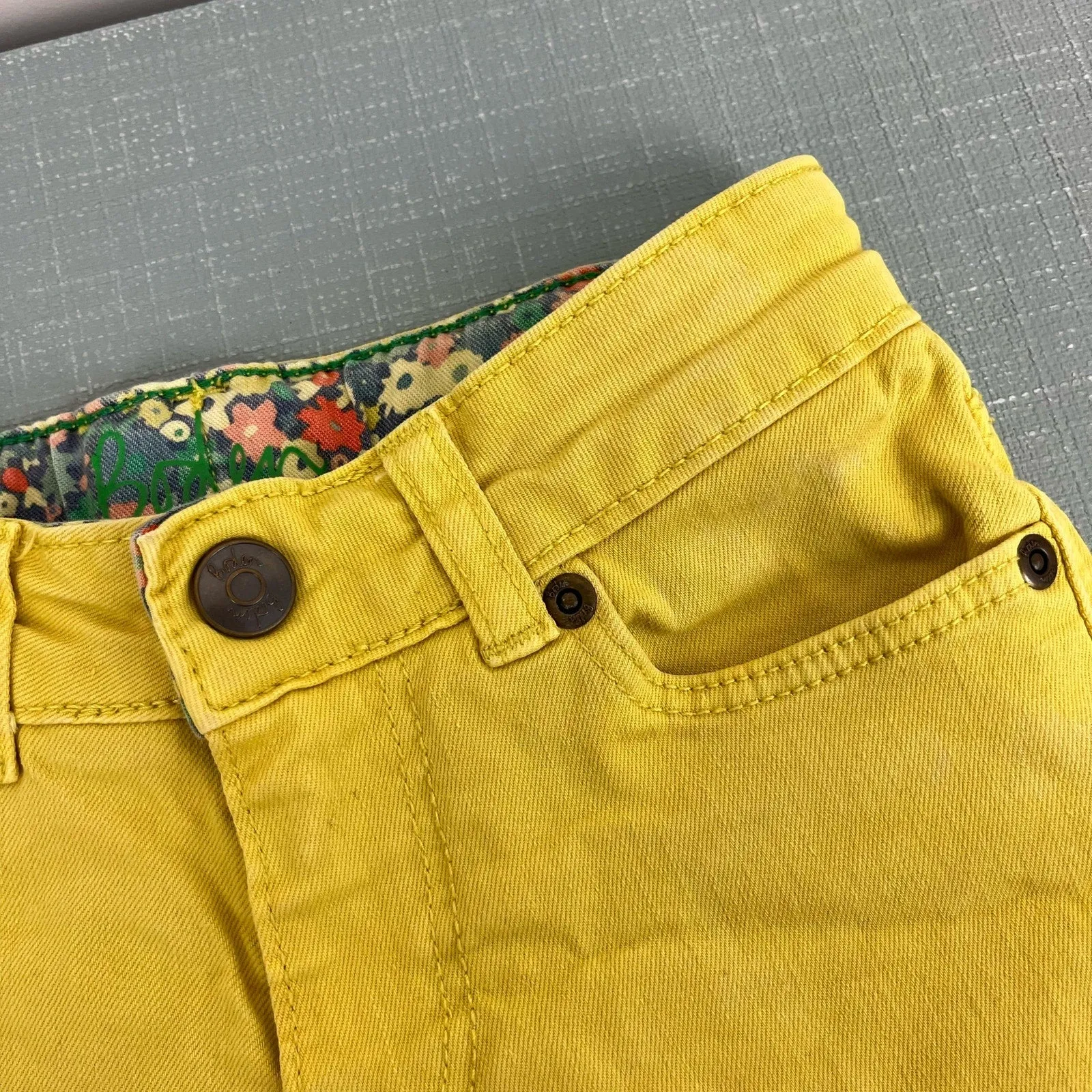 Mini Boden Girls Yellow Denim Shorts 8