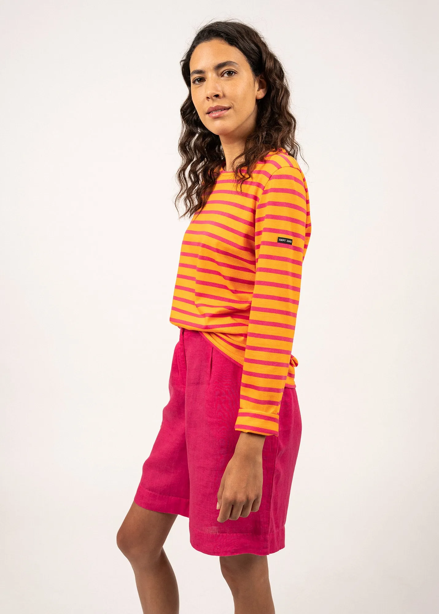 Minquidame striped sailor shirt - regular fit, in light cotton (TANGERINE/DRAGON)