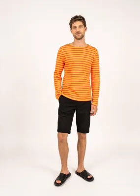 Minquiers unisex striped sailor shirt - regular fit, in light cotton (TANGERINE/DRAGON)