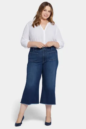 Patchie Wide Leg Capri Jeans In Petite Plus Size - Fanciful